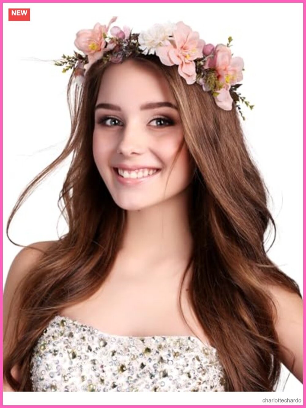 Handmade Faux Flower Crown Adjustable Bridal Headband for Wedding